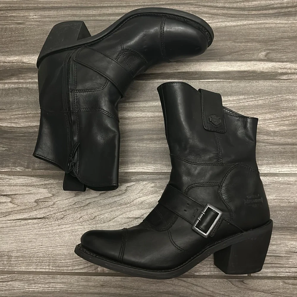 Harley-Davidson® Women's Boulder Black Heel Riding 7-Inch Motorcycle Boot D88351 - Picture 3 of 16